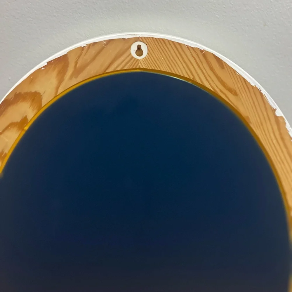 Vintage Oak wood painted Frame Oval Wall Beveled Mirror